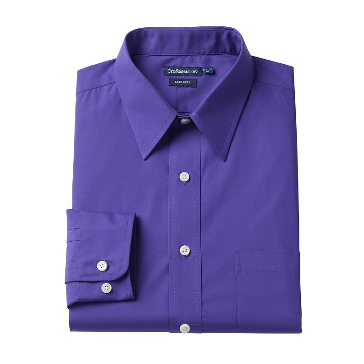Men's Croft & Barrow&reg; Regular-fit Easy-care Point-collar Dress Shirt, Size: 18.5 36/37, Purple