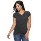 Women's Rock & Republic&reg; Asymmetrical Ruched Tee, Size: Small, Black