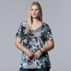 Plus Size Simply Vera Vera Wang Printed V-neck Tee, Women's, Size: 1xl, Drk Purple