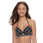 Geometric Halter Bikini Top, Size: Xl, Diamond Black