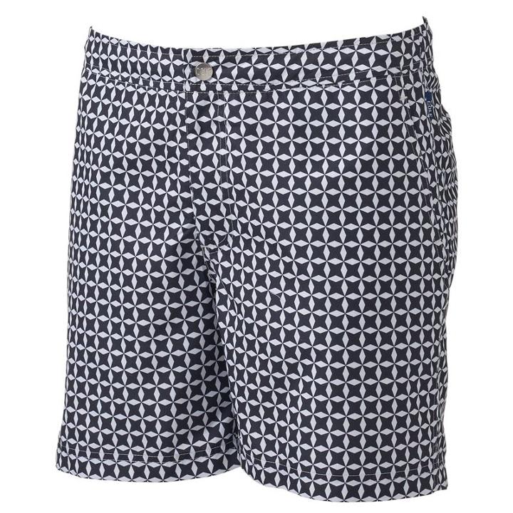 Men's Cole Slim-fit Geometric Hybrid Swim Trunks, Size: 34, Black