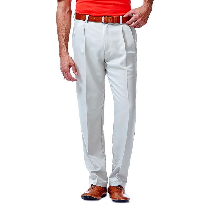 Men's Haggar&reg; Cool 18&reg; Classic-fit Pleated No-iron Expandable Waist Pants, Size: 32x29, Lt Beige