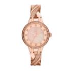 Jennifer Lopez Women's Crystal Stainless Steel Half-bangle Watch, Size: Medium, Pink
