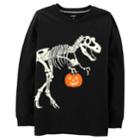 Boys 4-12 Carter's Halloween Glow In The Dark Dinosaur Skeleton Graphic Tee, Size: 8, Black
