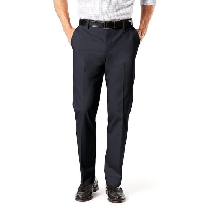 Men's Dockers&reg; Signature Khaki Lux Straight-fit Stretch Pants D2, Size: 30x29, Blue (navy)