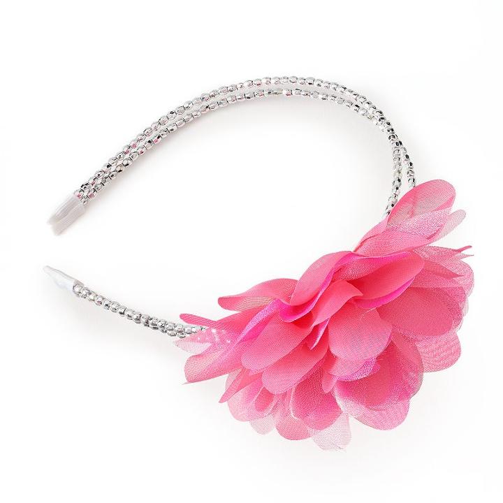 Girls 4-16 Double Band Flower Headband, Med Pink