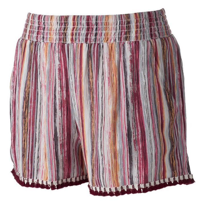 Juniors' Joe B Fringe Hem Shortie Shorts, Girl's, Size: Large, White Oth