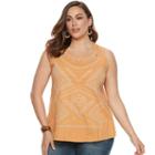 Plus Size Sonoma Goods For Life&trade; Embroidered Eyelet Tank, Women's, Size: 1xl, Med Yellow