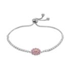 Silver Plated Crystal Daisy Bolo Bracelet, Women's, Size: 9, Pink