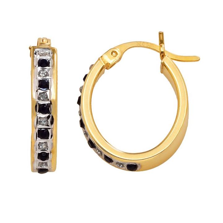 18k Gold-over-silver Sapphire Hoop Earrings, Women's, Blue