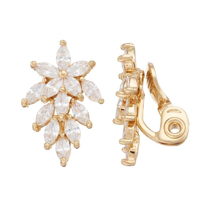 Napier Cubic Zirconia Cascade Nickel Free Clip-on Earrings, Women's, Gold