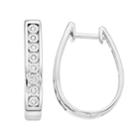 Sterling Silver 1/10 Carat T.w. Diamond Oval Hoop Earrings, Women's, White