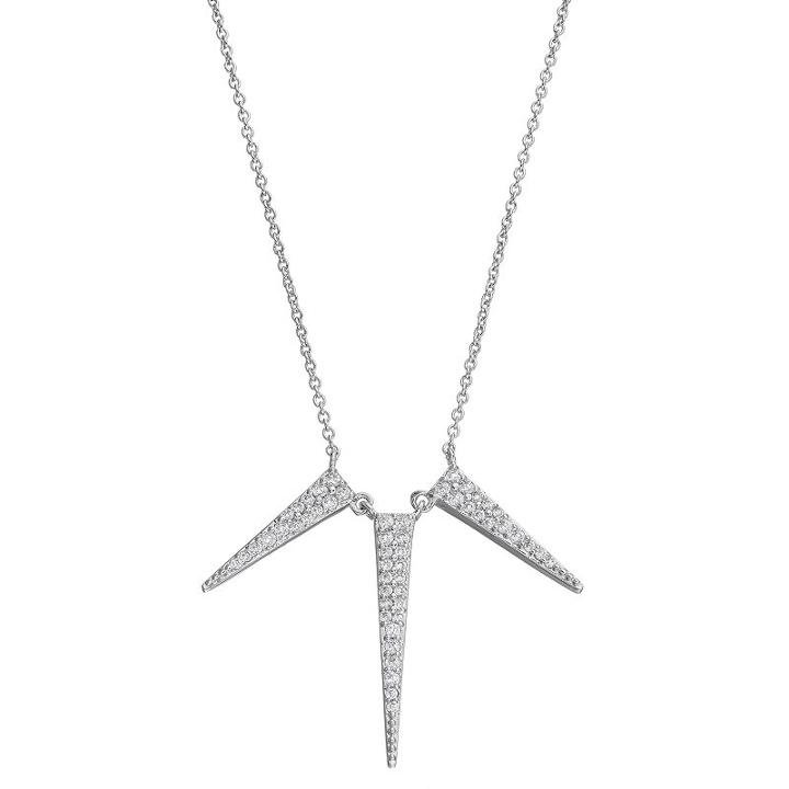 Fleur Cubic Zirconia Triple Spike Necklace, Women's, Grey