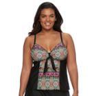 Plus Size A Shore Fit Tummy Slimmer Bow-front Tankini Top, Women's, Size: 22 W, Ovrfl Oth