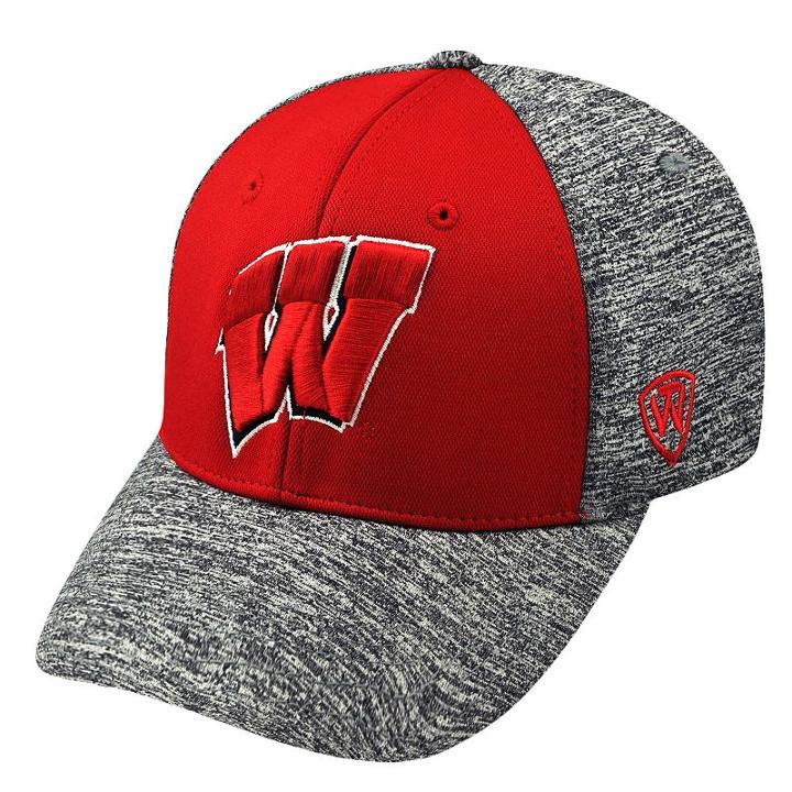 Top Of The World, Adult Wisconsin Badgers Pressure One-fit Cap, Med Red