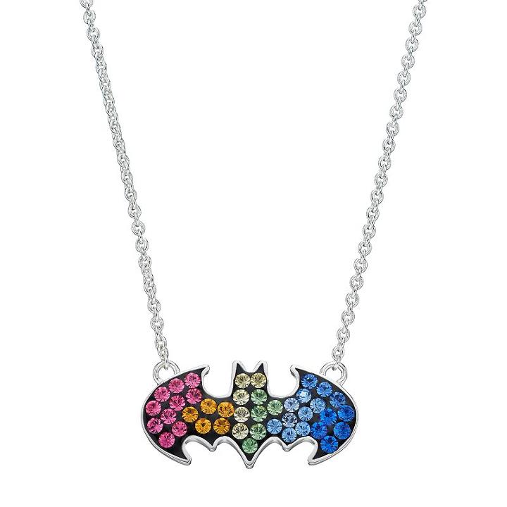 Kids' Dc Comics Batman Silver Plated Crystal Pendant, Women's, Size: 18, Blue