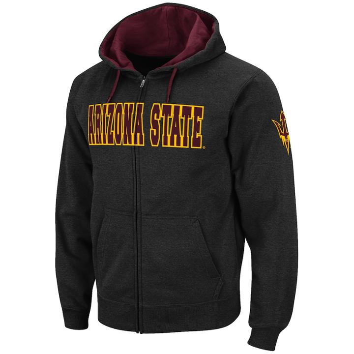 Men's Arizona State Sun Devils Full-zip Fleece Hoodie, Size: Large, Oxford