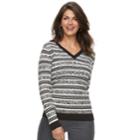 Women's Croft & Barrow&reg; Essential Cable Knit V-neck Sweater, Size: Medium, Black
