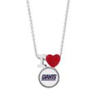 Sterling Silver Crystal I Love New York Giants Team Logo Heart Pendant, Women's, Red