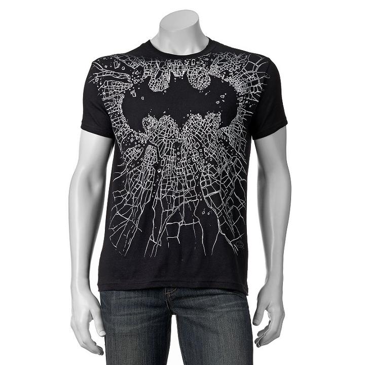 Dc Comics Batman Broken Glass Logo Tee - Men, Size: Xxl, Black