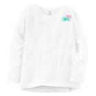 Girls 4-8 Carter's Long Sleeve Tulle Bow Embellished Tee, Size: 8, White