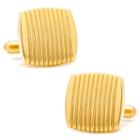 Ribbed Square Cuff Links, Men's, Gold