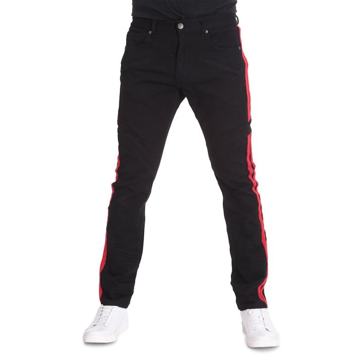 Men's True Luck Double-stripe Skinny Moto Jeans, Size: 36x32, Black