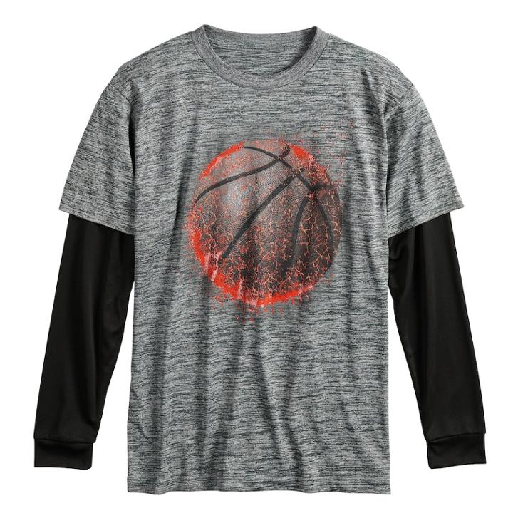 Boys 8-20 Tek Gear&reg; Graphic Mock-layer Tee, Size: Small, Grey