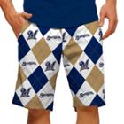 Men's Loudmouth Milwaukee Brewers Argyle Shorts, Size: 34, White