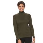 Women's Croft & Barrow&reg; Long Sleeve Turtleneck Top, Size: Small, Green