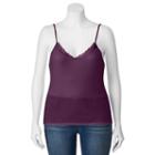 Juniors' Plus Size Mudd&reg; Lace V-neck Camisole, Girl's, Size: 1xl, Purple