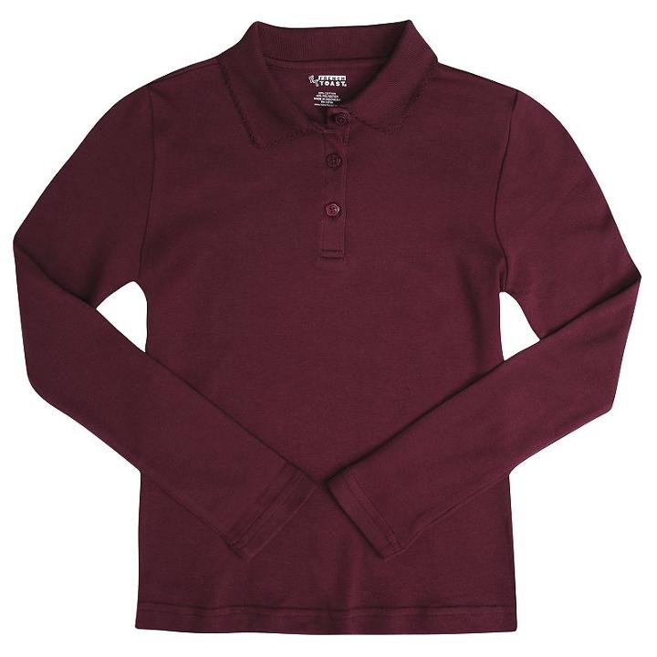 Girls 7-20 & Plus Size French Toast School Uniform Long-sleeved Polo Shirt, Size: 10-12, Dark Red