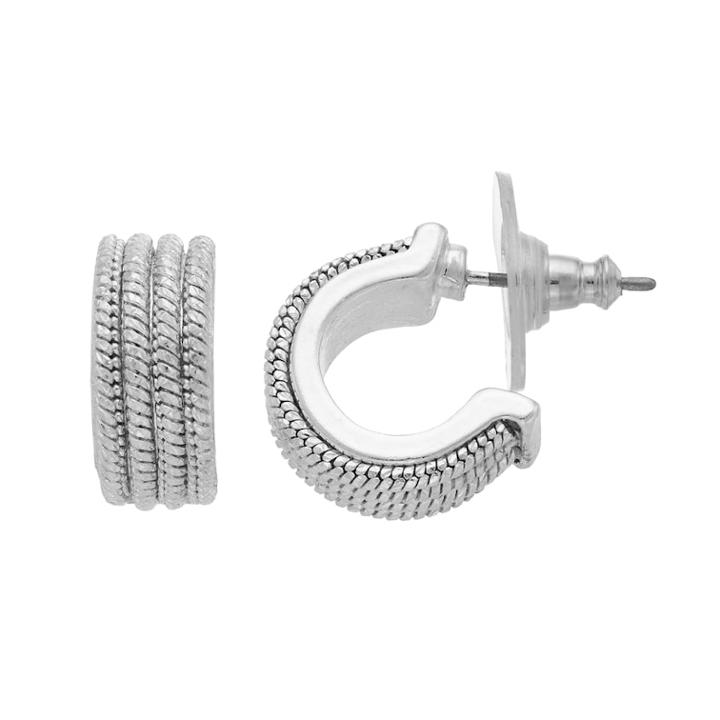 Dana Buchman Cobra Chain C-hoop Earrings, Women's, Silver