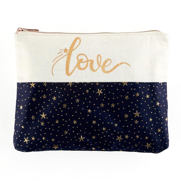 Love This Life Love Metallic Stars Pouch, Women's, Blue (navy)