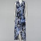 Petite Simply Vera Vera Wang Print High-low Maxi Dress, Women's, Size: M Petite, Med Blue