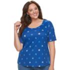 Plus Size Croft & Barrow&reg; Essential Elbow Sleeve Tee, Women's, Size: 1xl, Dark Blue