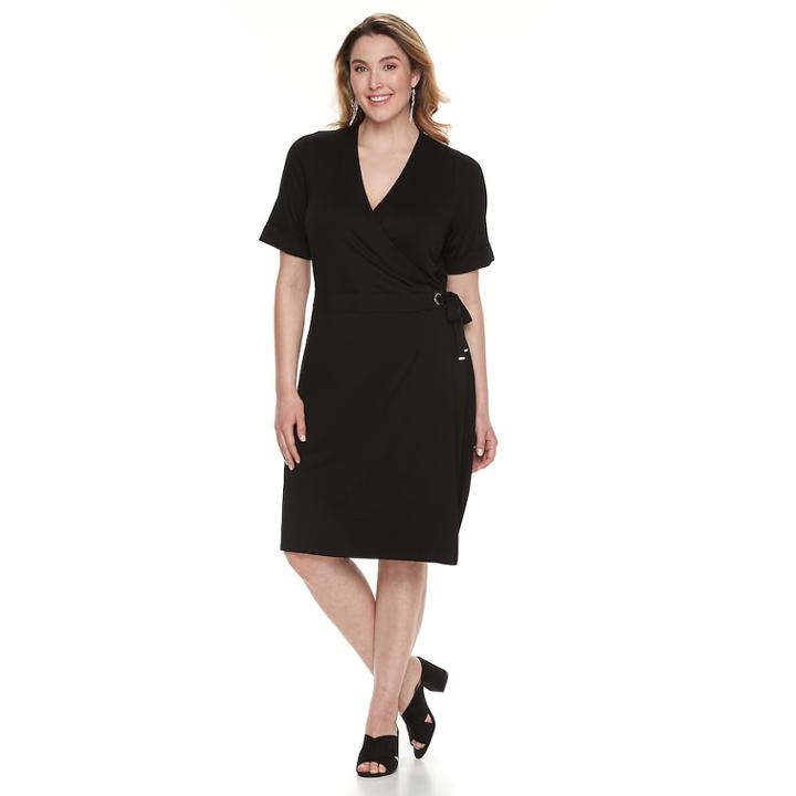 Plus Size Apt. 9&reg; Grommet Faux-wrap Dress, Women's, Size: 3xl, Black