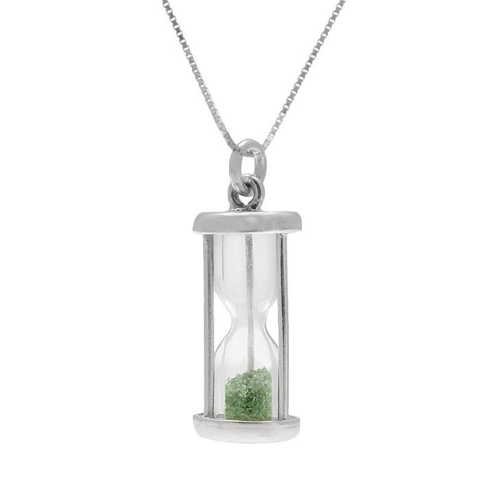 Sterling Silver Gemstone Hourglass Pendant, Women's, Size: 18, Green