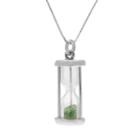 Sterling Silver Gemstone Hourglass Pendant, Women's, Size: 18, Green