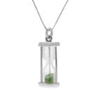 Sterling Silver Gemstone Hourglass Pendant, Women's, Size: 18, Green