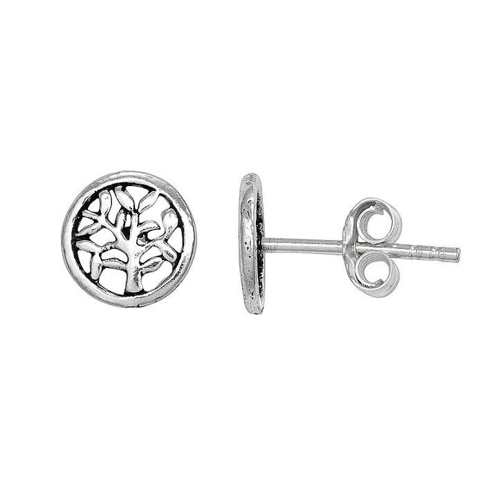 Itsy Bitsy Sterling Silver Tree Of Life Stud Earrings, Women's