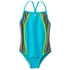 Girls 7-16 Speedo Heather Splice One-piece Swimsuit, Girl's, Size: 12, Blue Other
