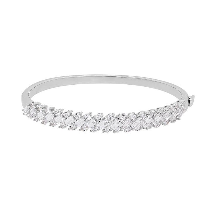Simply Vera Vera Wang Sterling Silver Lab-created White Sapphire Bangle Bracelet, Women's