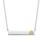 Sterling Silver Laughing Emoji Bar Necklace, Women's, Size: 16, Grey