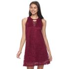 Juniors' Liberty Love Gigi Lace Shift Dress, Teens, Size: Xl, Red Overfl