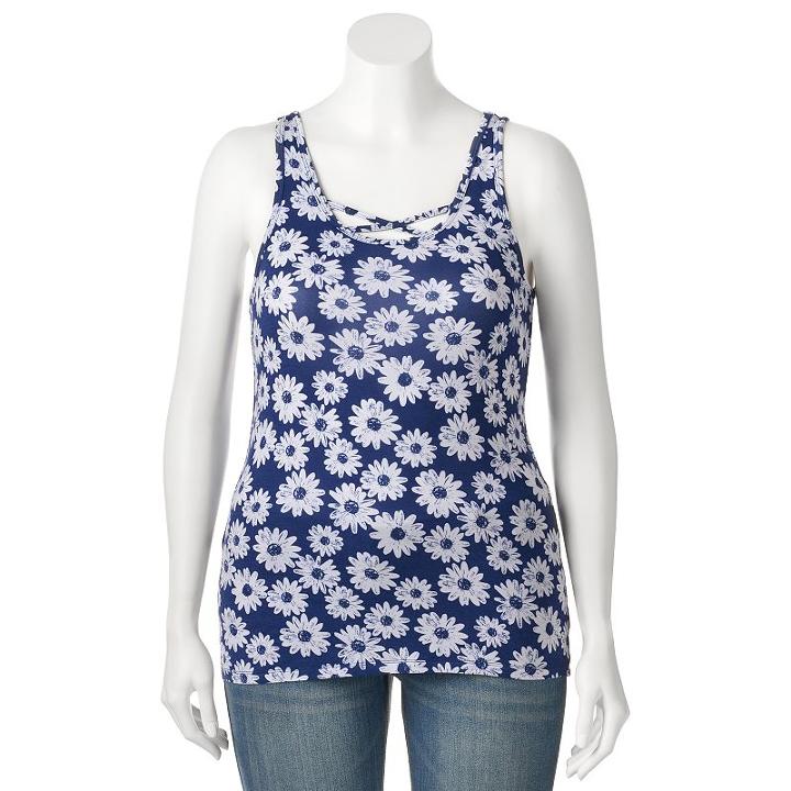 Juniors' Plus Size So&reg; Double Scoop Crisscross Tank, Girl's, Size: 1xl, Blue