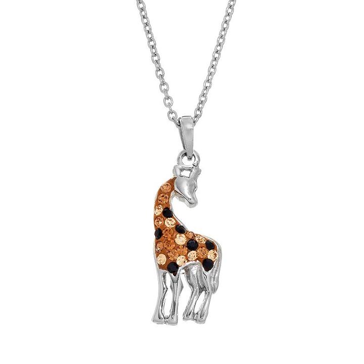 Crystal Giraffe Pendant Necklace, Women's, Brown