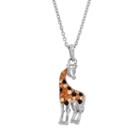 Crystal Giraffe Pendant Necklace, Women's, Brown