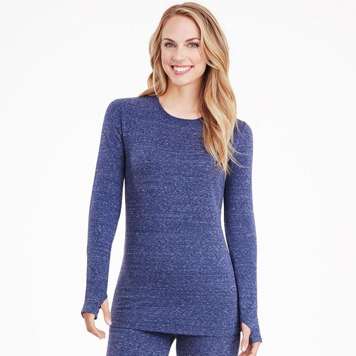Women's Cuddl Duds Comfortwear Crewneck Top, Size: Xlrg Av/rg, Dark Blue