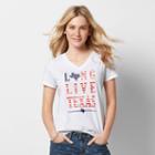 Women's Patriotic Graphic V-neck Tee, Size: Large, Natural